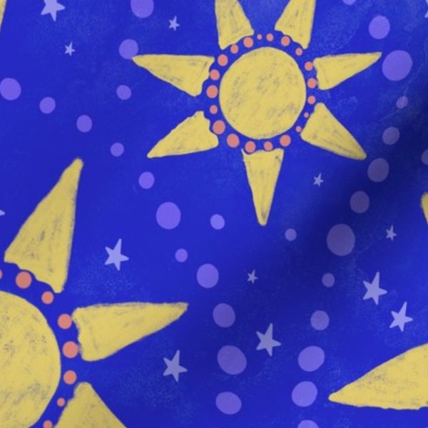 XL Celestial Yellow Sun Stars and Dots