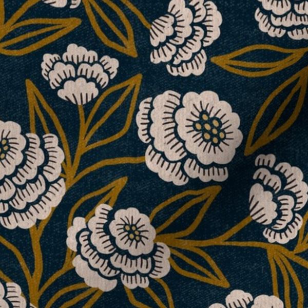 Essie - boho floral - deep navy and gold