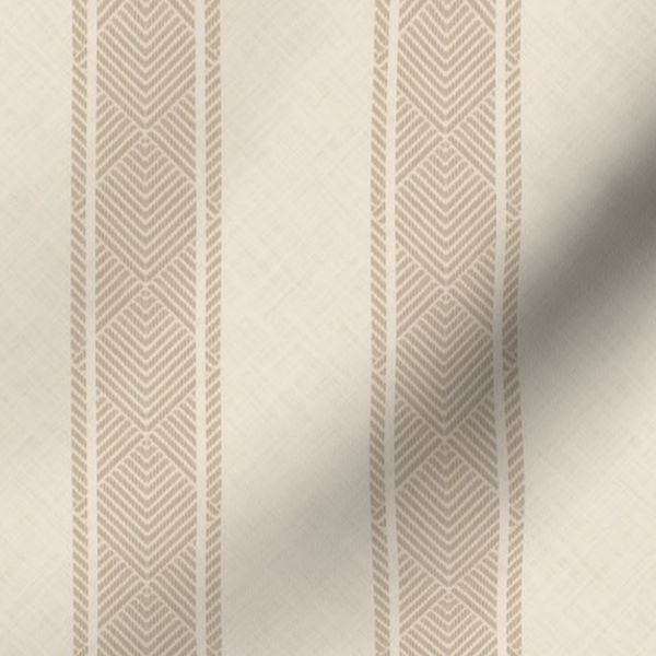 Latte beige and white classic elegant textured farmhouse vertical stripe