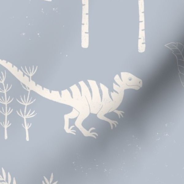 Minimal cute dinosaurs - playful baby nursery walls - kids dino - soft blue