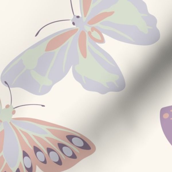 l Autumn Butterflies And Moths On Soft Ivory White Background