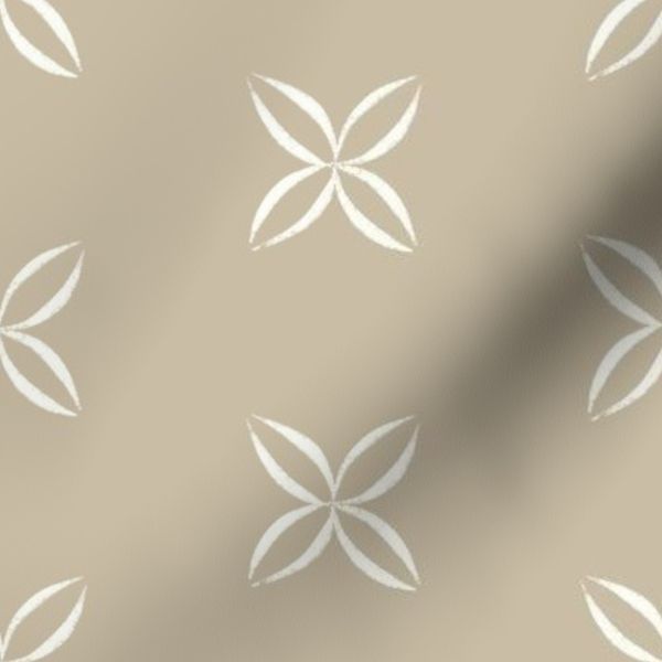 Downing Sand Beige Brown Tan - Four Petal Flowers - Simple Floral Blender