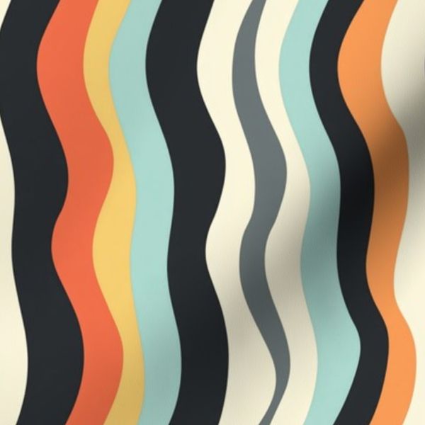 Retro Wavy Stripe Pattern in Burnt Orange and Teal