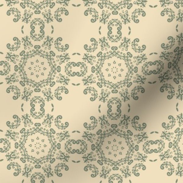 sage green traditional block print regular