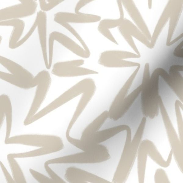 Warm neutral modern abstract artistic textured line art sand beige flowers