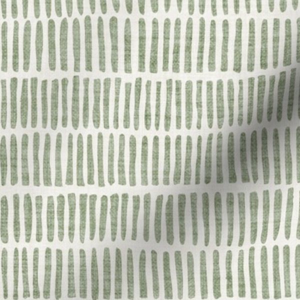 Freehand Marks - Seagrass Green - Hand-Drawn Line Organic Stripes