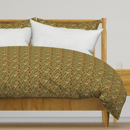 Painterly Pumpkins And Fall Leave  pumpkin pie Linen Texture Lime Green