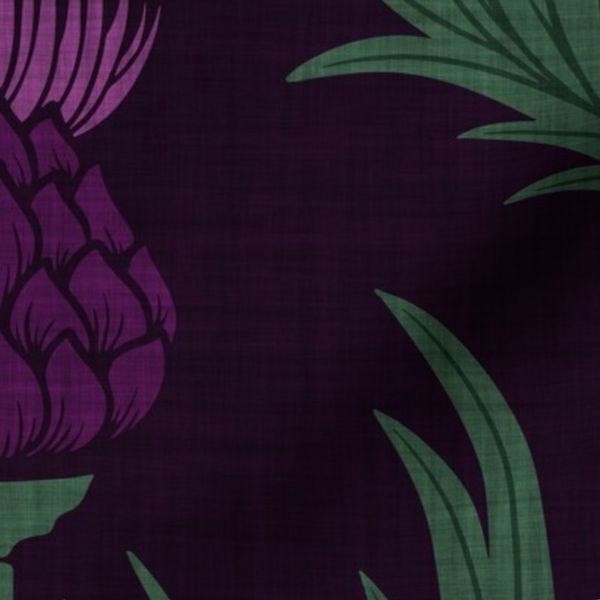 Whimsigoth Block Print Thistle - Green Purple - Large