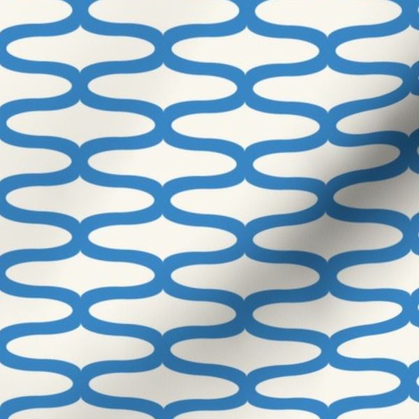 simple geometric ogee bright blue small