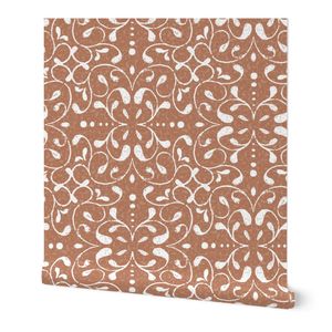 Bohemian Tile Textured 5 Tangerine Orange
