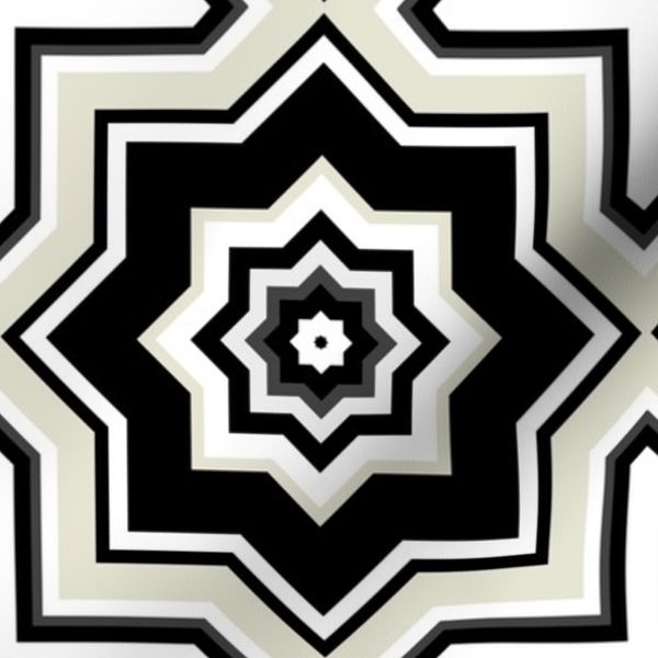 Black and White and Beige Geometric Patterns