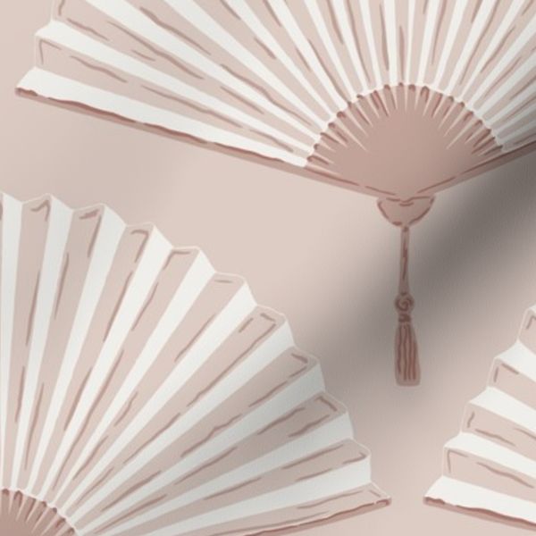 Chinese chinoiserie fans monochrome rust