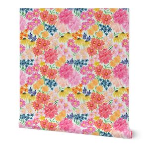 Bright Wildflowers on Light Blue