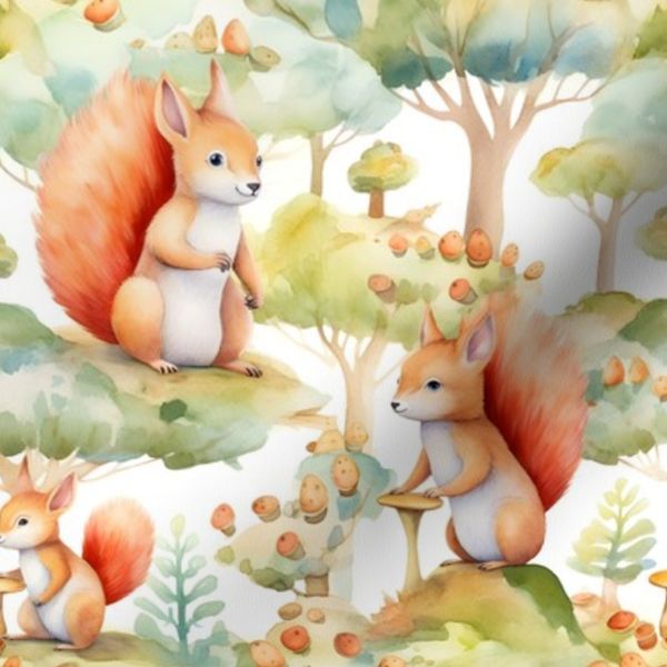 Cute Summer Forest Nursery Watercolor Nature Woodland Animals Baby - Small