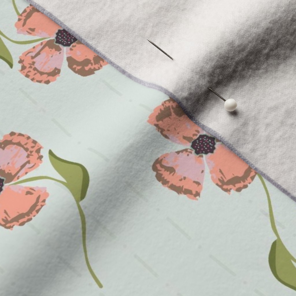 Close up of Performance Velvet fabric with a sewing pin