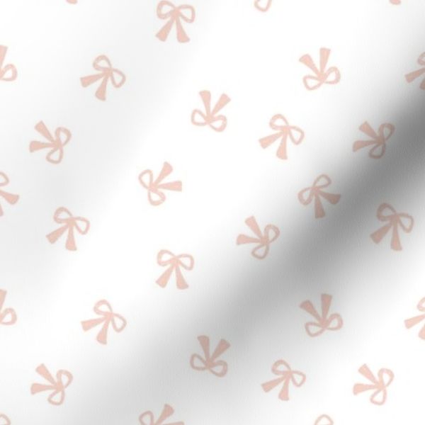 Cottagecore Grandmillennial Ribbon Bow - Pale Pink On White - Small