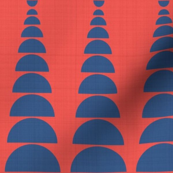 Semicircle columns - Bright Cobalt on Hot Coral - Medium