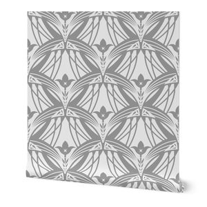 Gray 1920s Art Deco Arches with Stylized Flowers and Fans