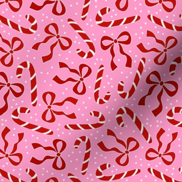 Medium Winter Candy Canes And Bows In Red And Pink