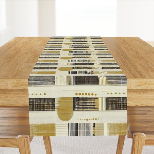 Mid Century Patchwork Blocks Mustard
