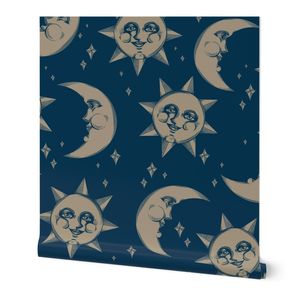 Vintage Celestial Sun And Moon