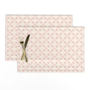 Preppy Valentine Heart-Link Bows Lattice -  Misty Rose Pink on Ivory - S