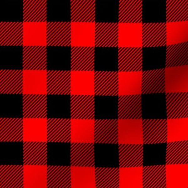 Red Buffalo checkered plaid. Rob Roy MacGregor Tartan. Small scale.