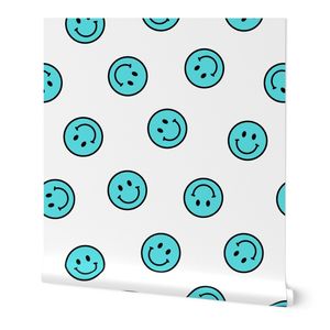 Smiley Faces - Teal Blue
