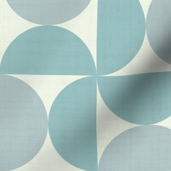 Vintage Lookback Thrifty Finds Geometric Pattern Semicircle - Duck Egg Blue
