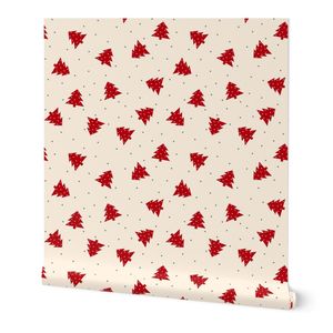 Red christmas trees on white