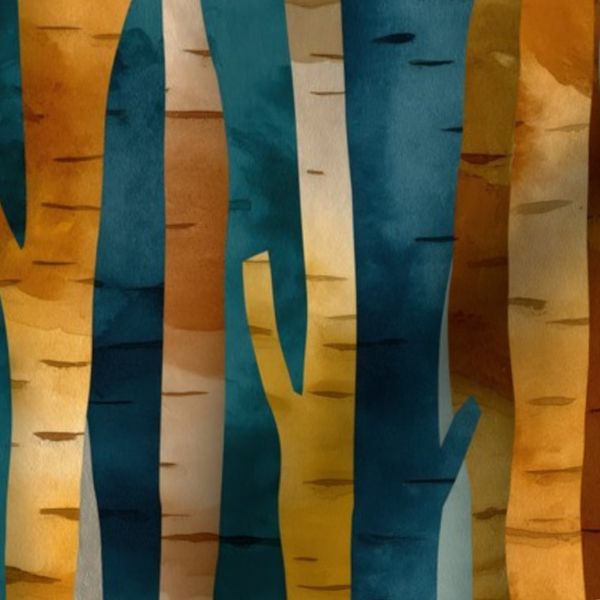 Hand Painted Navy Gold Indigo Honey Stems Rustic Wilderness