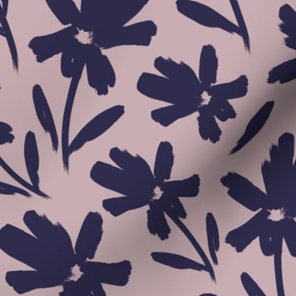 Artistic Inky Vintage Florals In Purple
