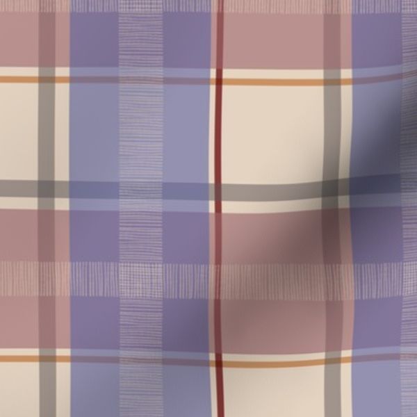 Watercolor Country Garden Plaid - Blue Rose Cream (Large)
