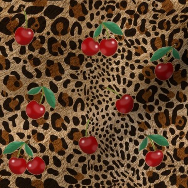 Leopard Cheetah Animal Print Red Cherry Pattern