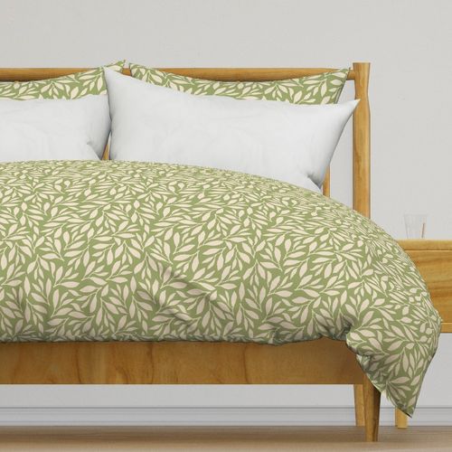 Large Willow Leaves on Solid Willow Green