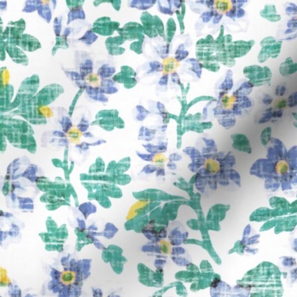 Faded Florals - Blue Flowers - Small