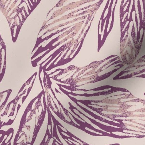 Heritage Leaves Block Print In Rosemilk