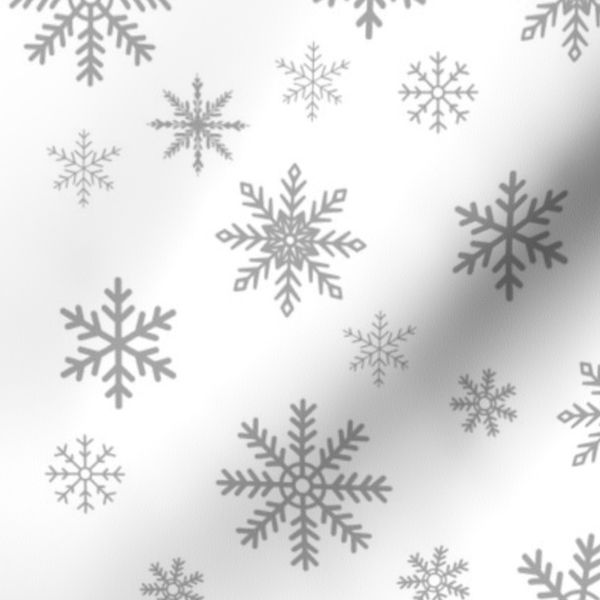 Light Gray Snowflakes on White - large