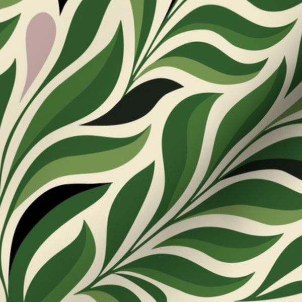 Modern Botanical In Greens and a hint of Pink