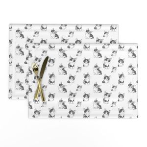 Calico Kitten Sketch Pattern Black and White (S)