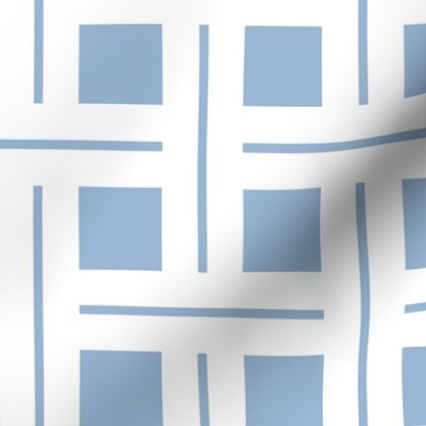 Minimal Basketweave - Cerulean Blue And Pure White Reversed - Medium