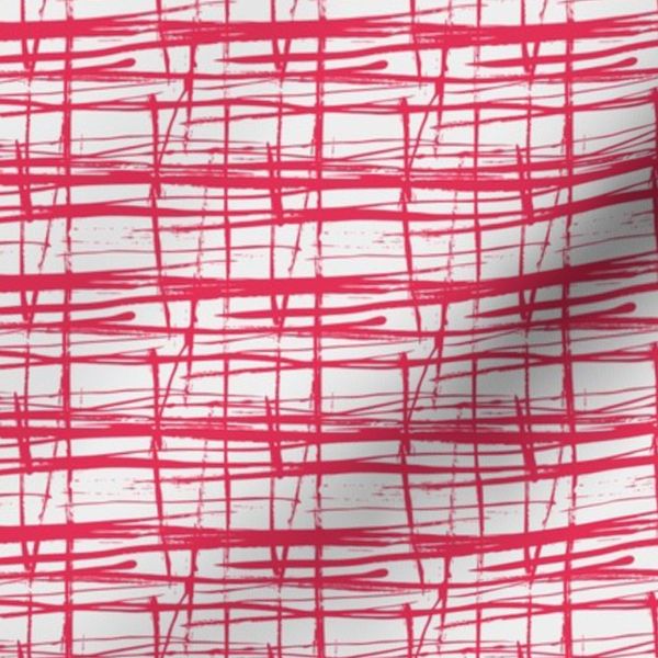 electric red rough drawn grid lines in bold red and winter white
