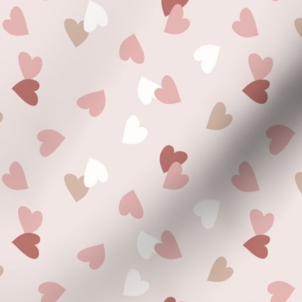 Hand Drawn Hearts Non-Directional Earthy Muted Red Pink & White - Lg