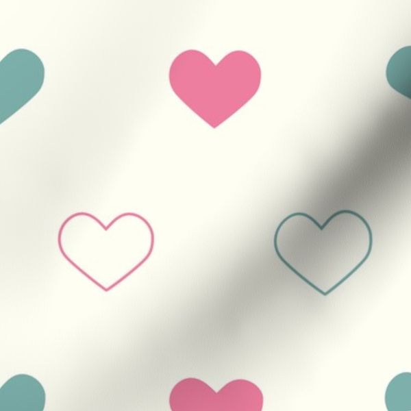8732 D Medium - Lovely hearts / green pink cream