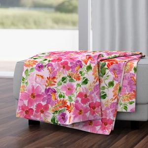 Bright Pink Mauve And Orange Spring Watercolor Floral Soft Pastel Pink