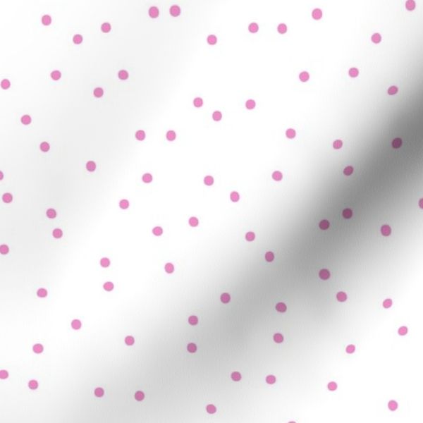 Scattered Mini Polka Dots - Pink on White
