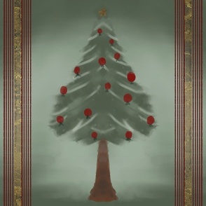 Handpainted Christmas Tree in Hunter Green