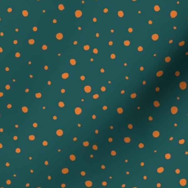 (s) Loose freehand playful brushy Orange Dots on Teal green pretty Blender