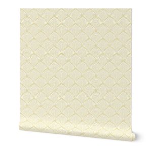 Southern Mustard Yellow Small Scale Scallop Fans with Linen Look Texture