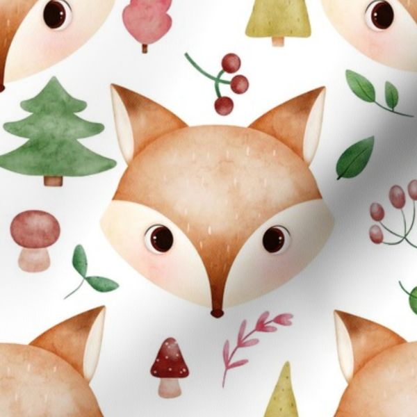 Cute Fox Forest Pattern for Kids Small scale